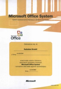 2003 - Microsoft Office, Server2003, WinXP - Radosław Brzeski