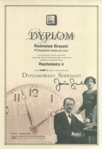 InsERT (2003) Dyplomowany Serwisant programu Rachmistrz 4