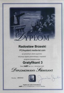 InsERT (2004) Dyplomowany Serwisant programu Gratyfikant 3