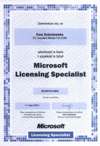 2005 - Micorosoft - Licensing Specjalist