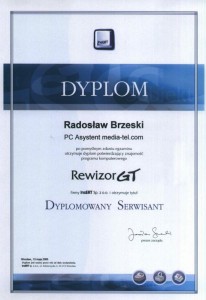 InsERT (2005) Dyplomowany Serwisant programu RewizorGT